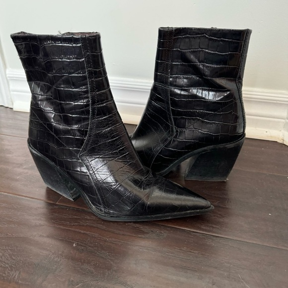 Topshop patent genuine leather pointed toe heel booties 39/8.5 - Picture 3 of 8